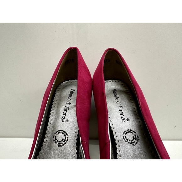 Vittorio D' Firenze women size 7 platform  heel shoes pink &  black faux suede - Picture 8 of 13